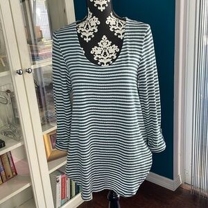 Anthropologie Akemi + Kin Blue Striped Knit Scoopneck Long Sleeve Top​​